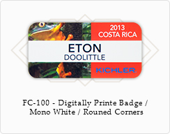 Full Color Digitally Printed Badge on Plastic